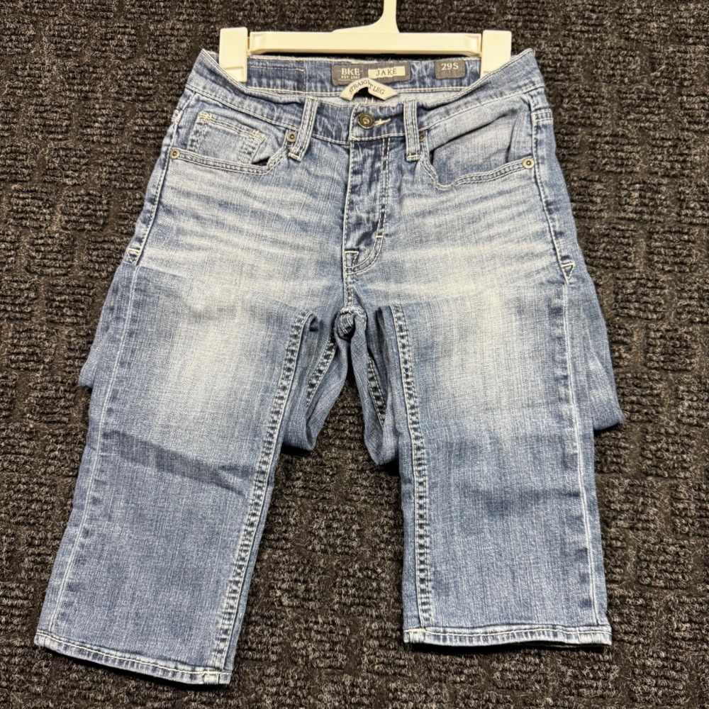 BKE Jake Straight Leg Jeans Mens 29S Light Wash Blue Denim F38